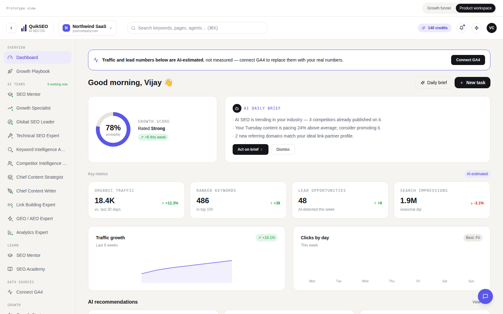 QuikSEO product screen